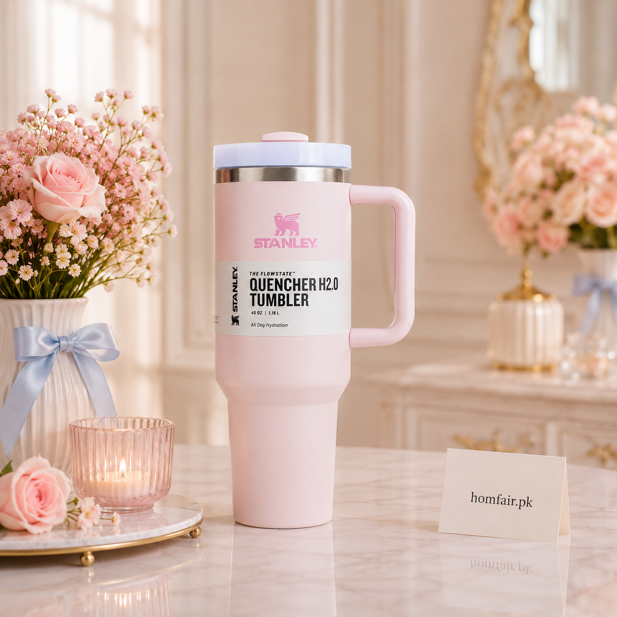 Stanley Quencher H2.0 Tumbler Mug – Light Pink 40oz