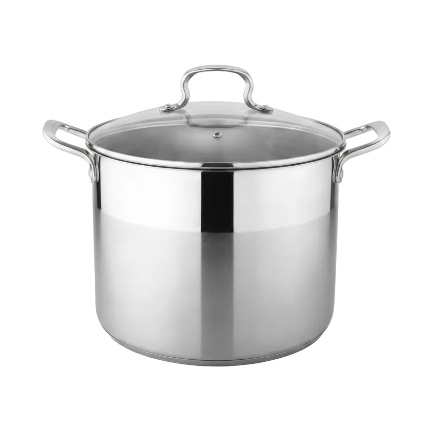 Danny Home Premium 9L Stainless Steel Stockpot with Glass Lid for Soups, Stews & Family Meals