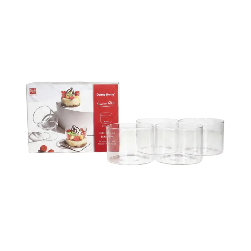 Danny Home Premium Dessert Glass Cups – 4-Piece Set, 200ml Elegant Serving Collection for Sweets