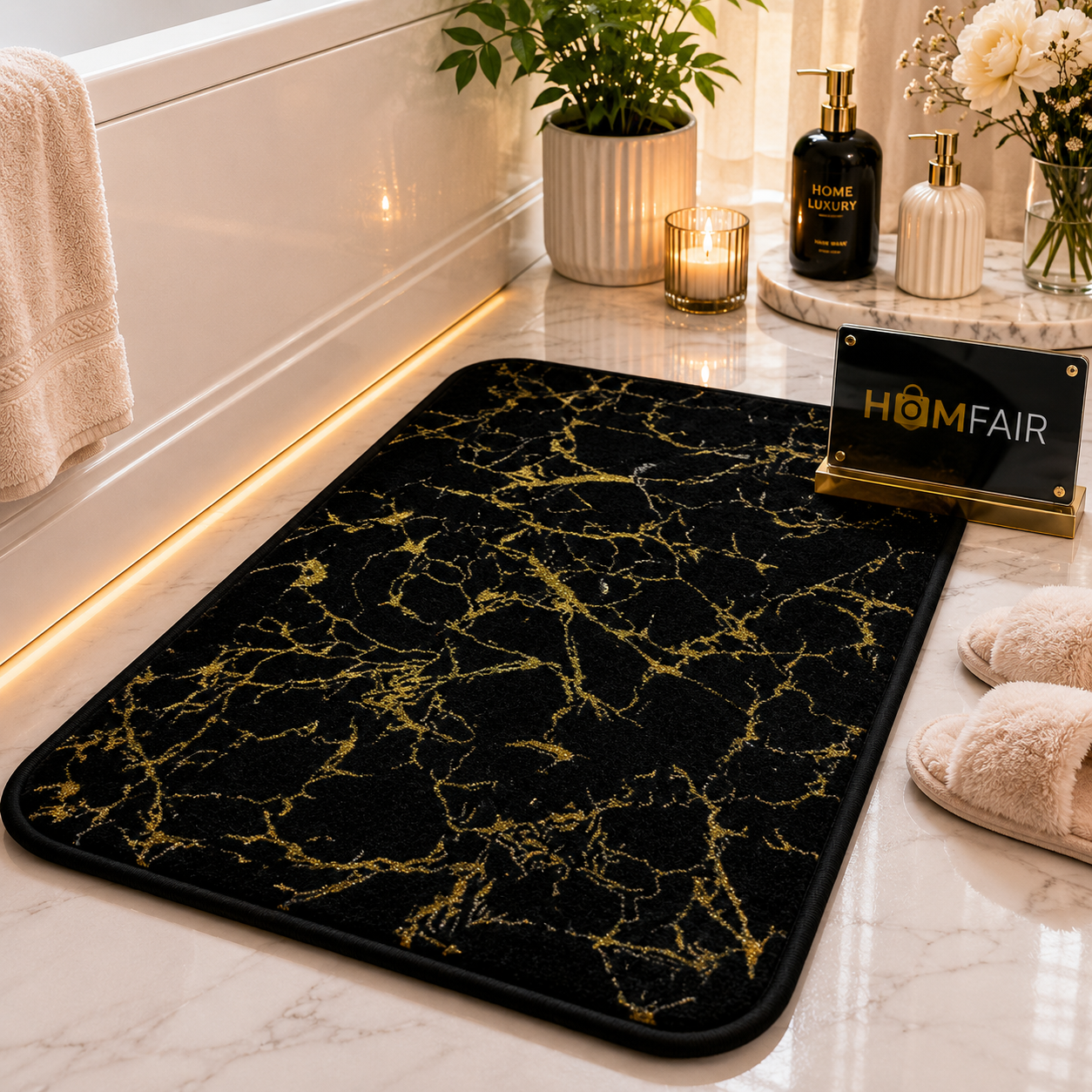 Luxury Geometric Non Slip Bath Mat