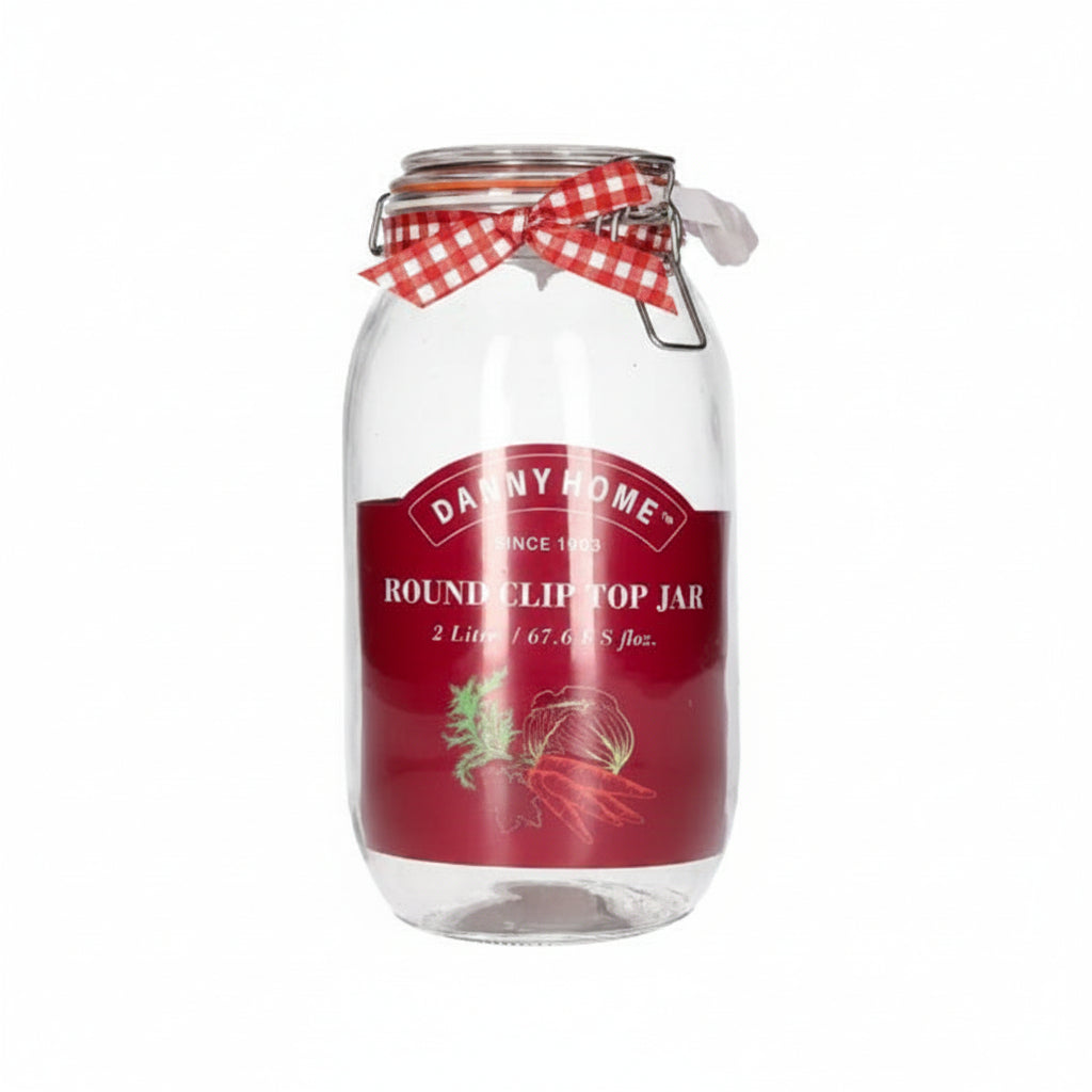 Danny Home Premium Round Clip Top Glass Jar 9x25cm for Elegant Everyday Dining & Kitchen Use