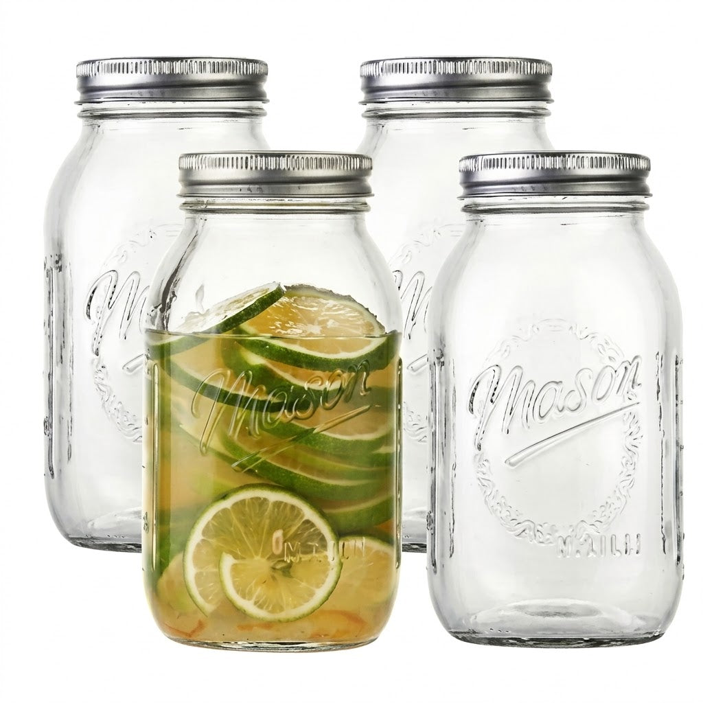 Danny Home Elegant 950ml Glass Mason Jar Set – 6-Piece Premium Kitchen Storage Collection for Everyday Organization