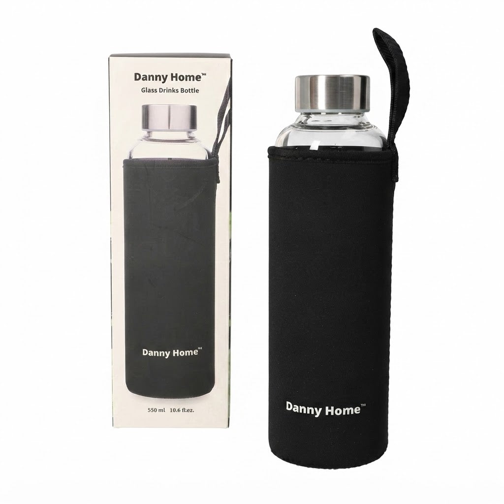 Danny Home Modern Glass Drinks Bottle – 550ml Premium Reusable Beverage Bottle for Everyday Use