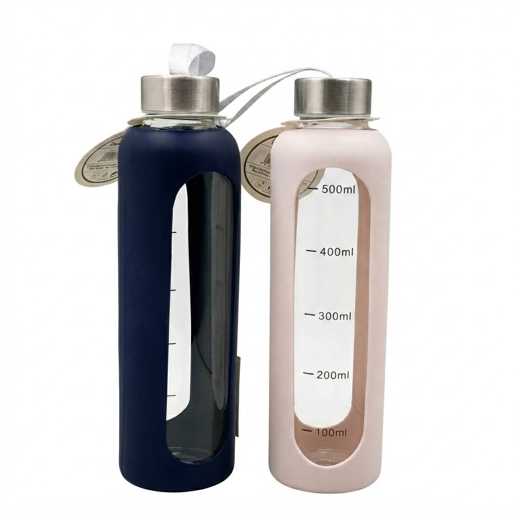 Danny Home Elegant 500ml Glass Drinks Bottle for Compact Everyday Hydration