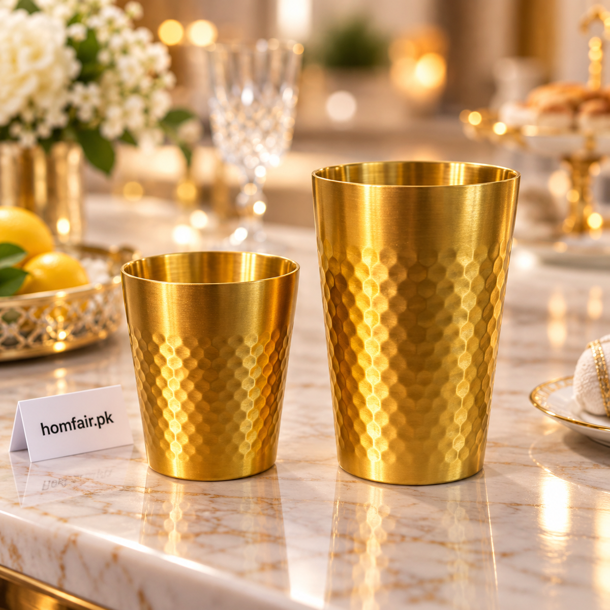Premium Stainless Steel Golden Glass 260ml & 350ml