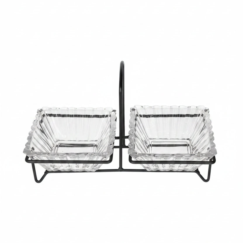 Danny Home Elegant 2-Section Glass Snack Bowl – 250ml Premium Serving Dish for Snacks & Appetizers