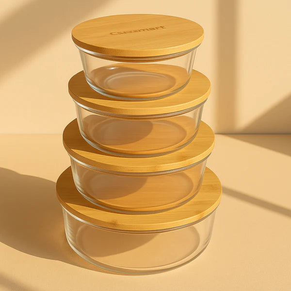 4 Pcs Glass Food Storage Containers Set – Airtight Glass