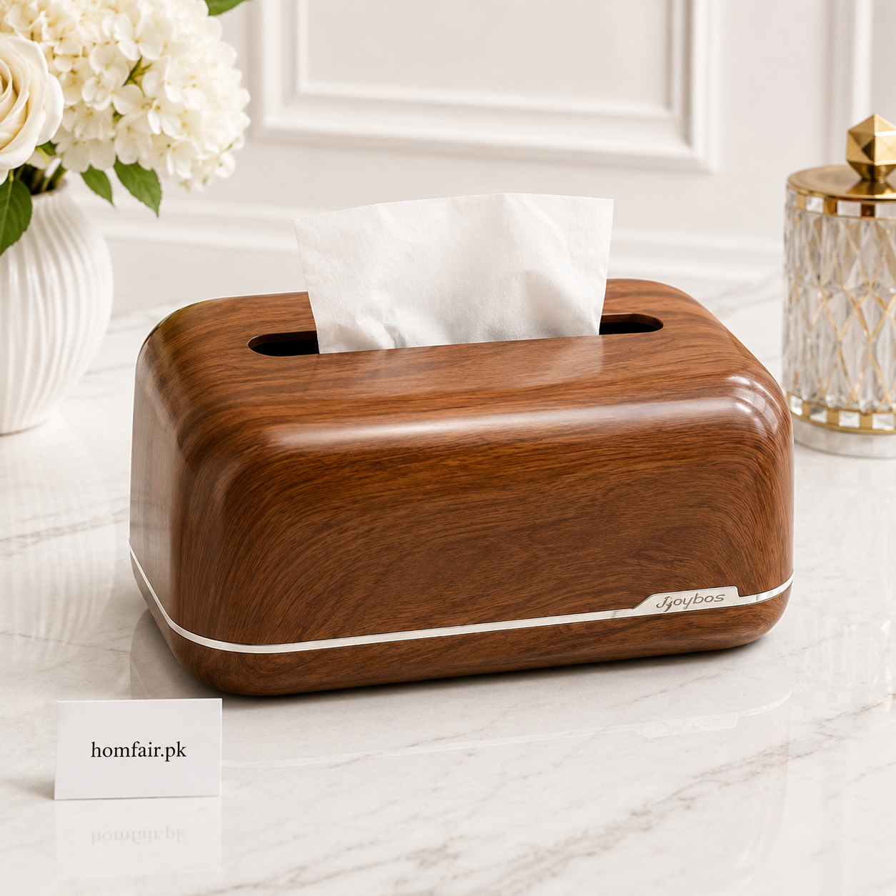 Premium Plastic Wooden Style Tissue Box Holder with Elegant Modern Design
