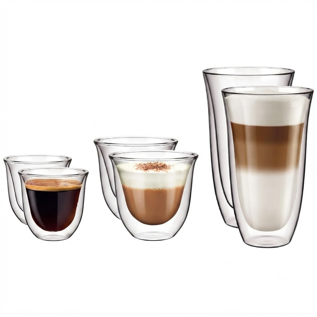 Danny Home Luxury Double-Wall Glassware Collection – 6-Piece Premium Set for Stylish Hot & Cold Beverages