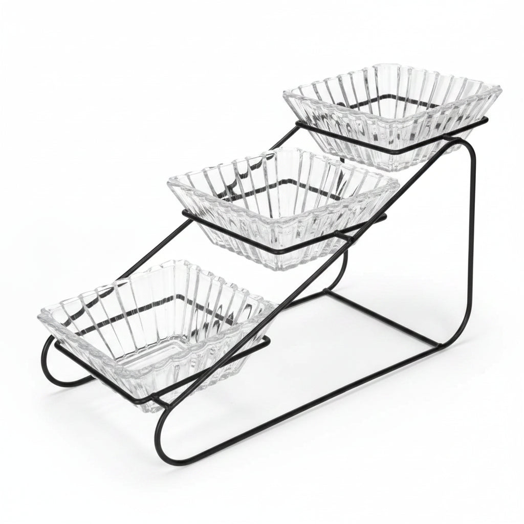 Danny Home Elegant 3-Tier Glass Snack Bowl – 250ml Premium Multi-Level Serving Dish for Gatherings