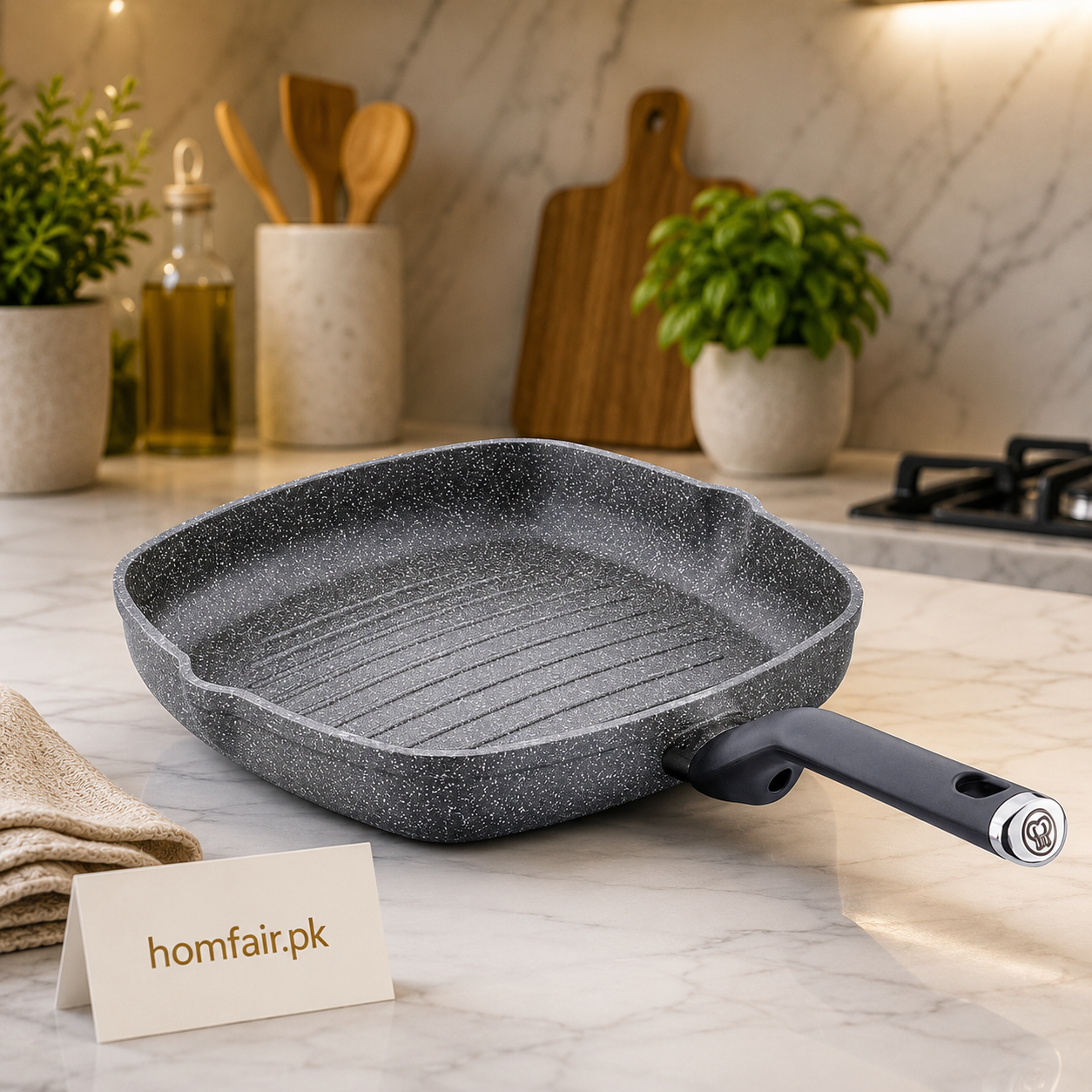 Korkmaz Palma Square Non-Stick Granite Grill Pan