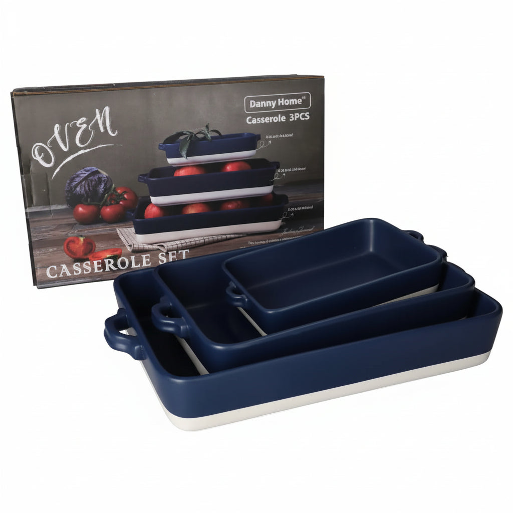 Danny Home Elegant 3-Piece Round Bakeware Set in 19cm, 26cm & 31cm Sizes