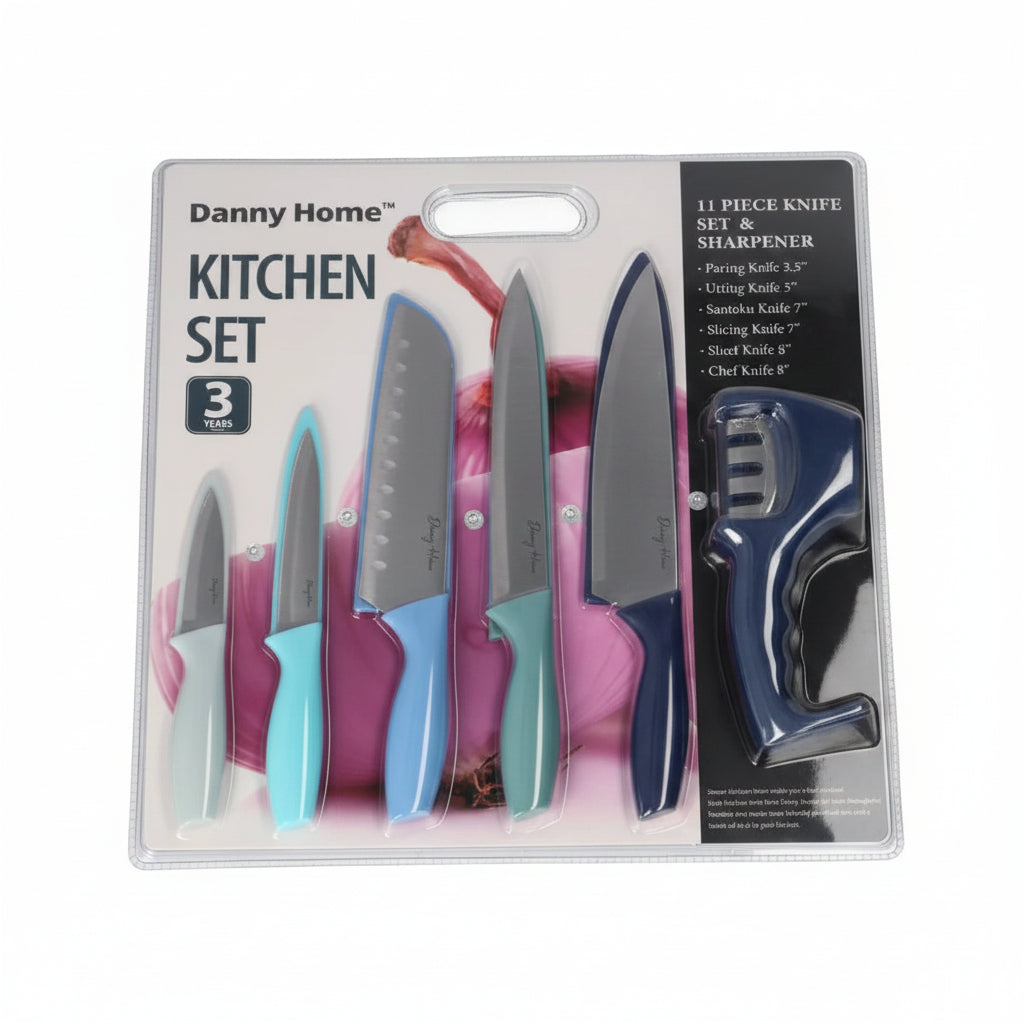 Danny Home Premium 6-Piece Stainless Steel Knife Set with Ergonomic Handles for Everyday Kitchen Preparation