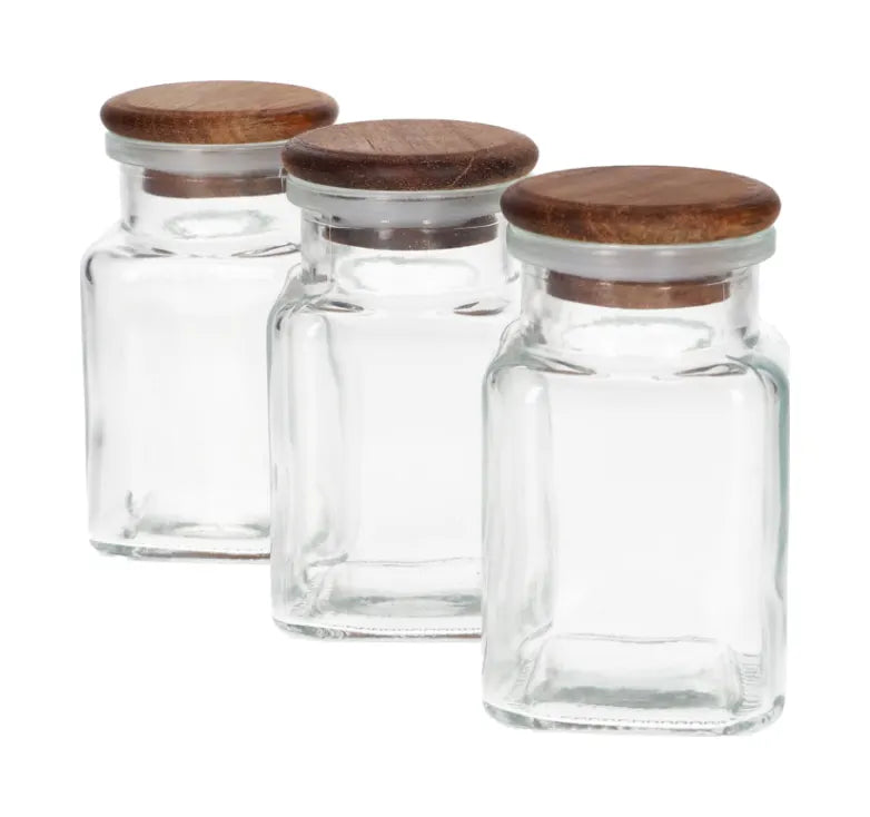 Danny Home Premium 3-Piece Glass Storage Jar Set 75ml for Elegant Everyday Dining & Kitchen Use