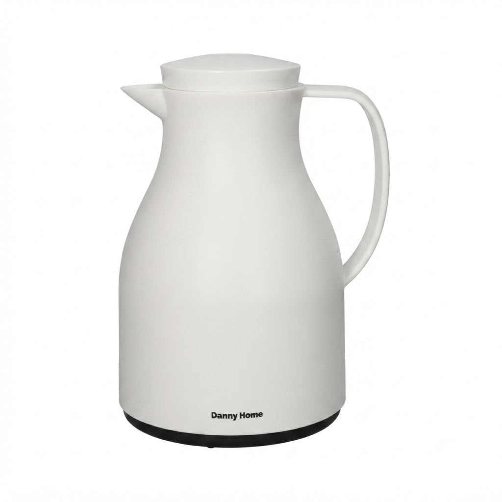 Danny Home Premium 1L White Thermal Vacuum Jug for Elegant Hot & Cold Beverage Serving