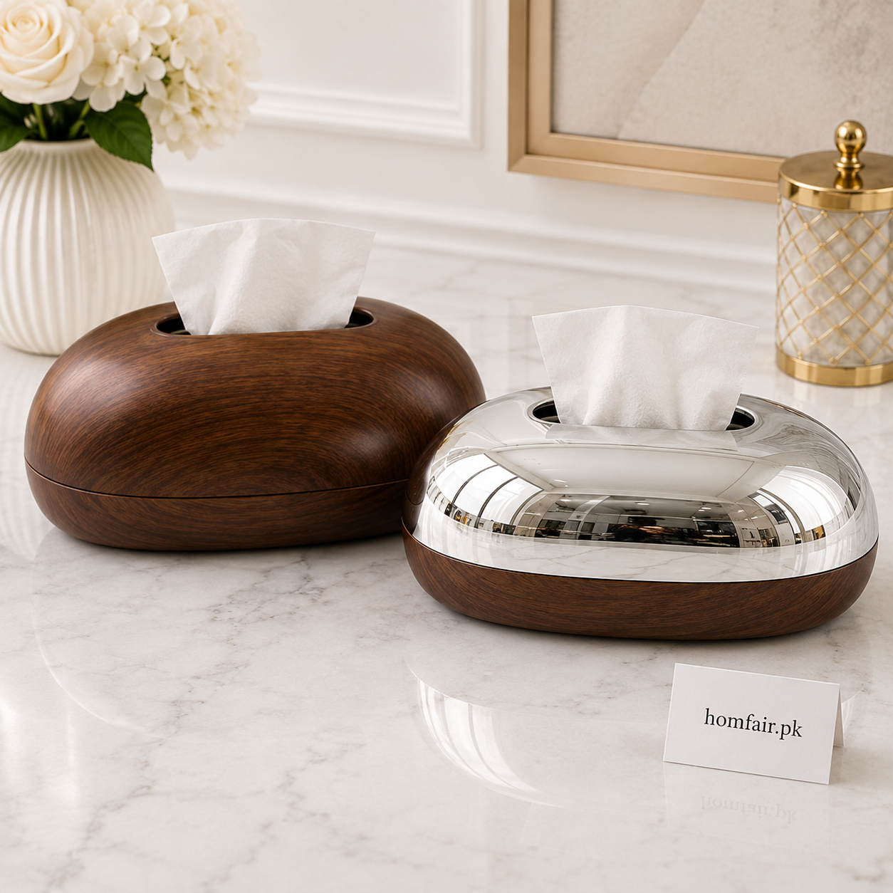Premium Plastic Egg Oval Wood Tissue Box Holder