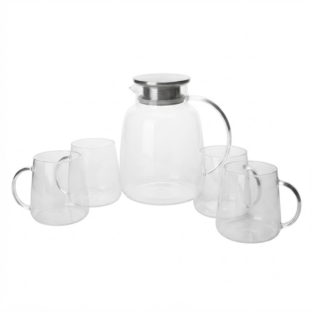 Danny Home Elegant 5-Piece Borosilicate Water Set – Premium Glass Drinkware for Dining & Entertaining