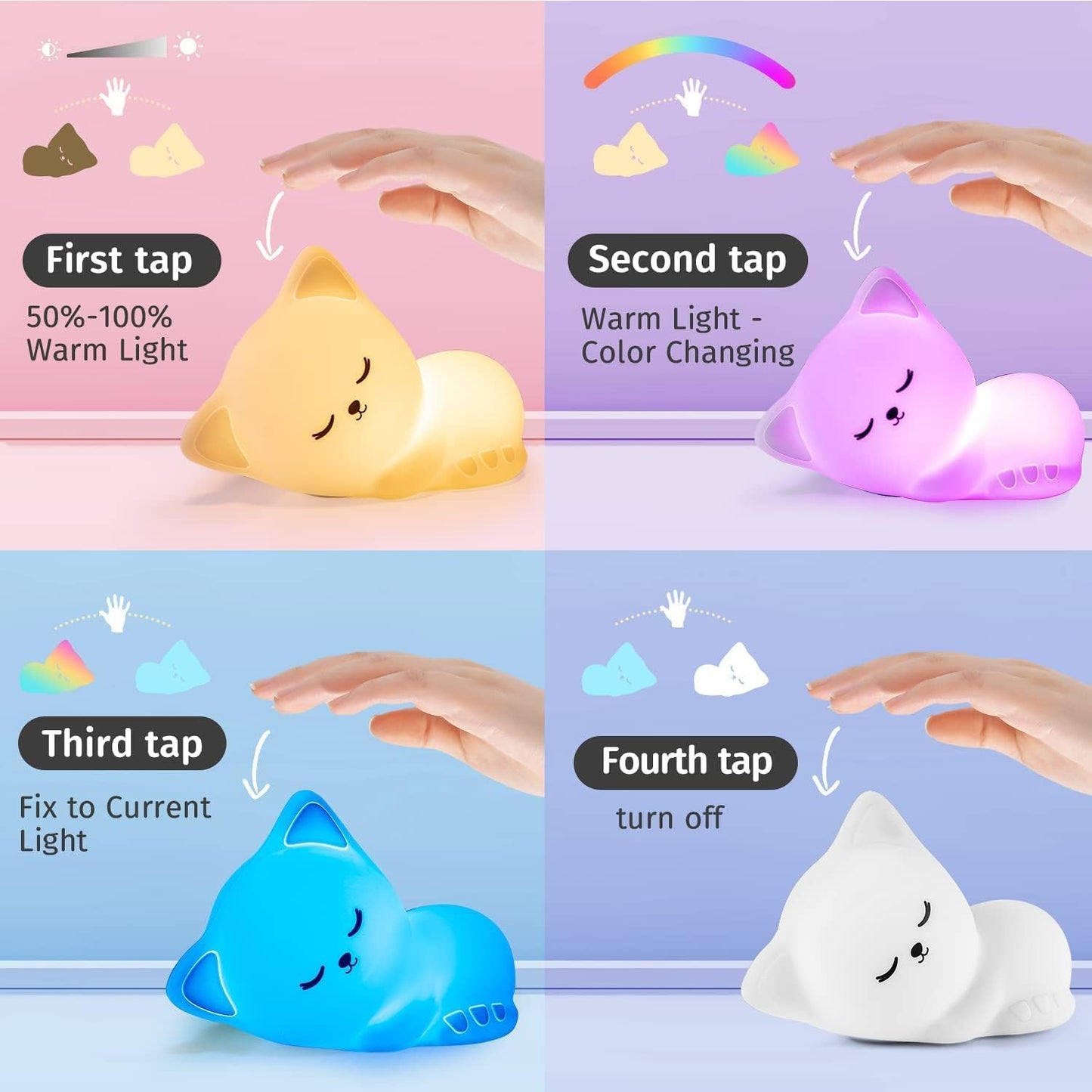Soft Silicone Cat LED Lamp Night Light