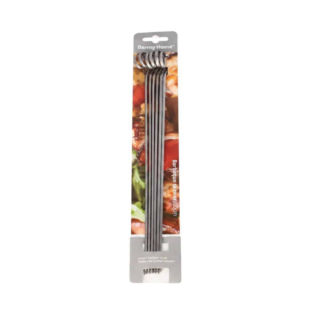 Danny Home Premium 6-Piece Skewer Set – 30cm Stainless Steel BBQ, Grill & Food Preparation Accessories