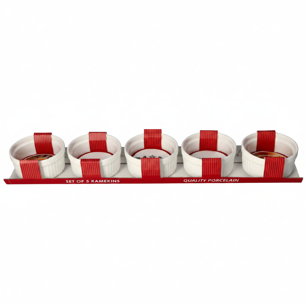 Danny Home Classic 5-Piece 86ml Ramekin Set for Baking, Desserts & Elegant Serving