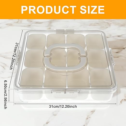 Divided Serving Tray with Lid and Handle Clear Snack Box