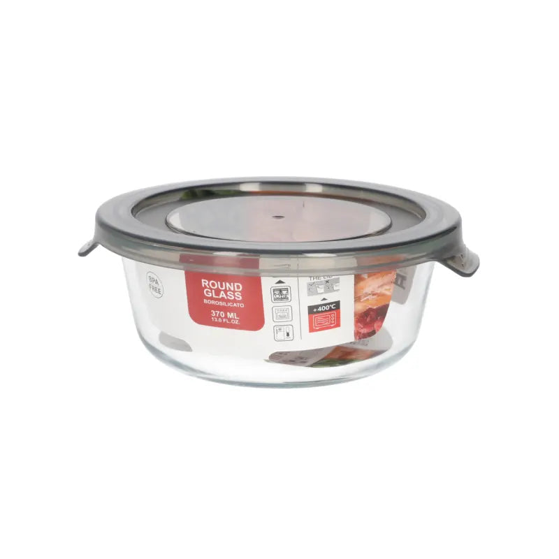 Danny Home Premium 370ml Round Crisper Glass with PP Lid for Elegant Everyday Dining & Kitchen Organization