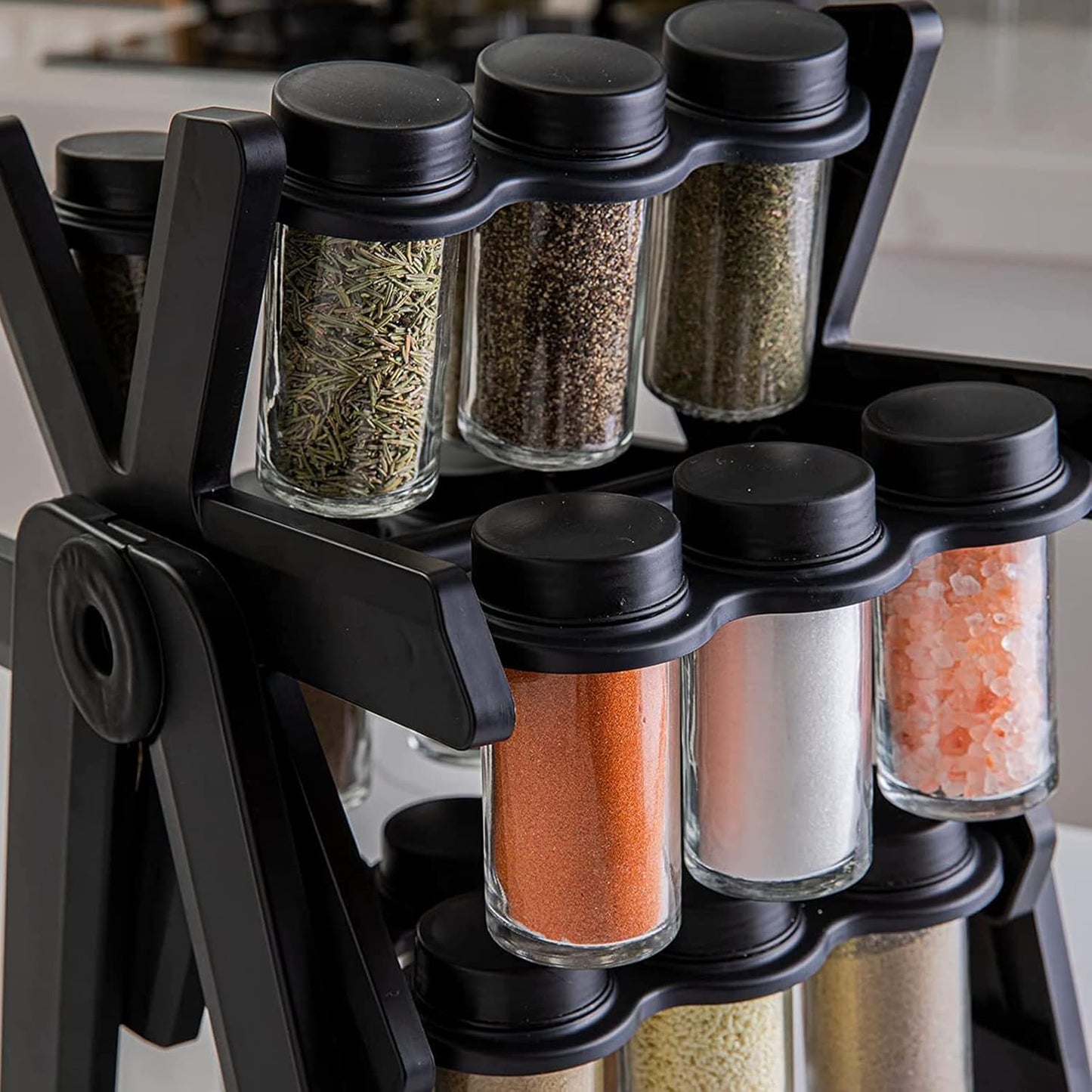 Rotating Spice Rack Organizer with 18 Spice Jars, Removable Countertop Spice Rack, 360° Rotating Ferris Wheel