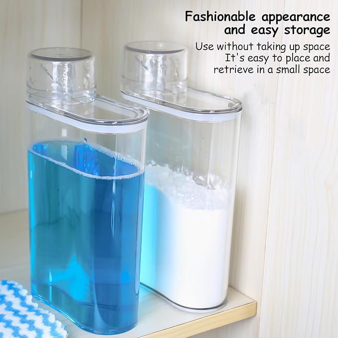 Transparent Air Tight Laundry Detergent Storage Detergent Dispenser with Measuring Cup