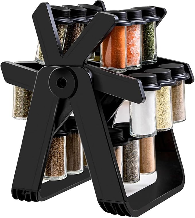 Rotating Spice Rack Organizer with 18 Spice Jars, Removable Countertop Spice Rack, 360° Rotating Ferris Wheel