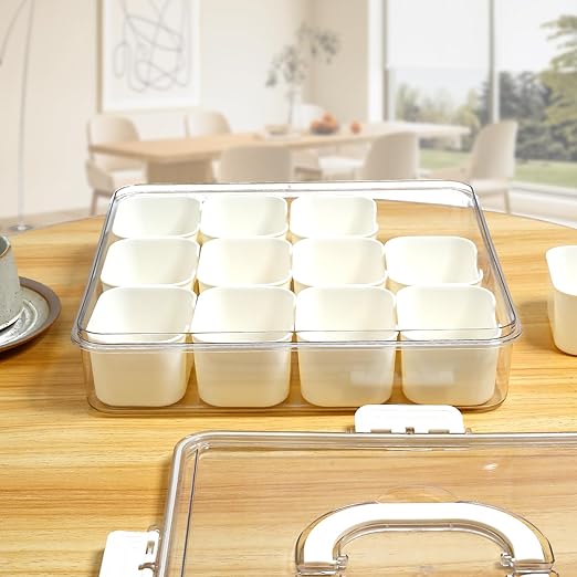 Divided Serving Tray with Lid and Handle Clear Snack Box