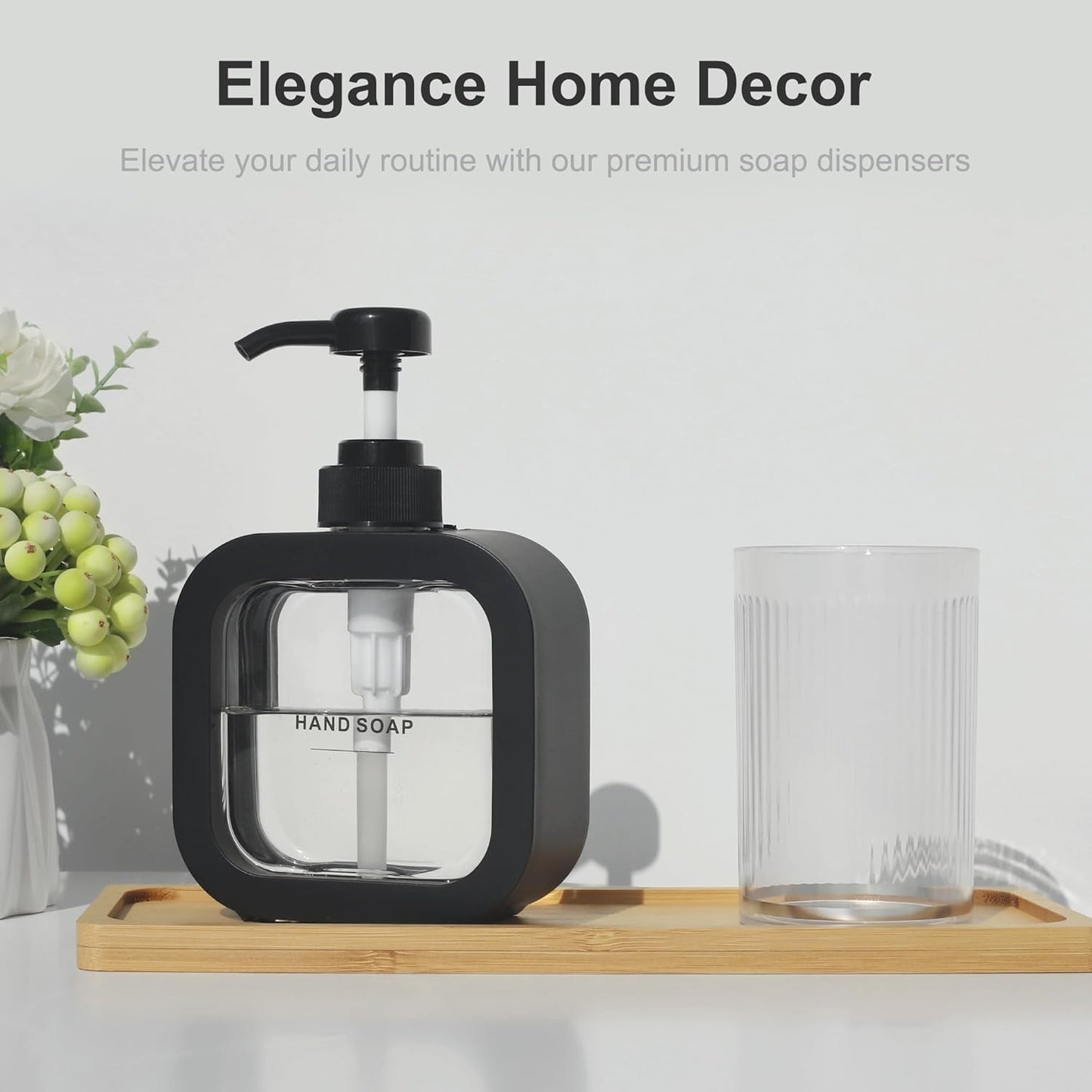 Premium Square Liquid Soap Dispenser Modern Refillable Pump Bottle