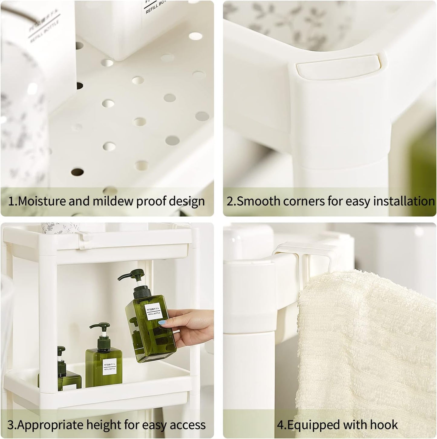 3 Tier Bathroom Shelving Units Freestanding Toilet Space Saver Shelf