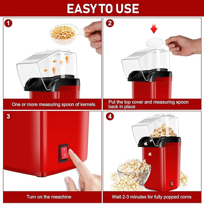 Electric Popcorn Maker Hot Air Popcorn Machine for Home Use