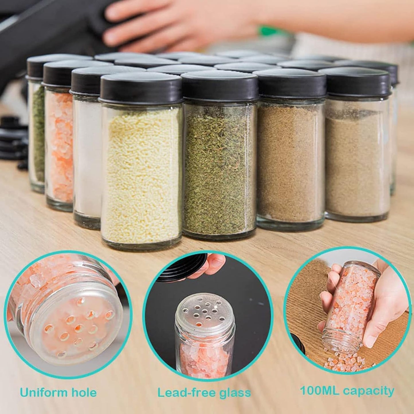 Rotating Spice Rack Organizer with 18 Spice Jars, Removable Countertop Spice Rack, 360° Rotating Ferris Wheel