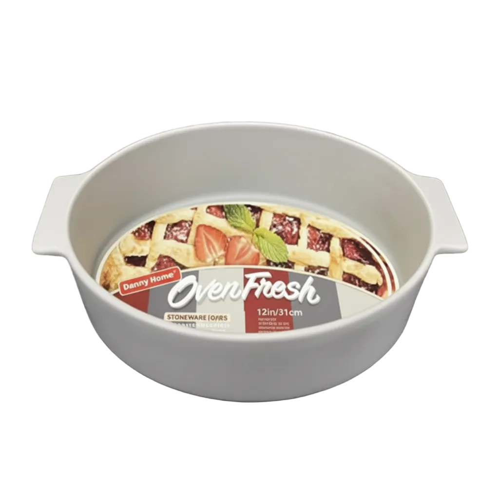 Danny Home Elegant 11-Inch Porcelain Bakeware Dish for Cakes, Pastries & Oven Cooking