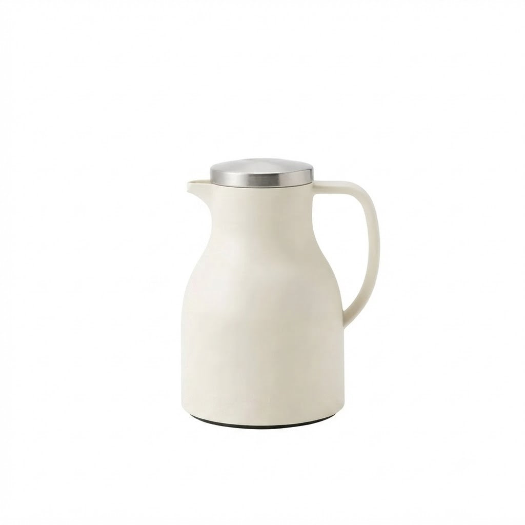 Danny Home Premium 1L White PP+Glass Thermal Vacuum Jug for Elegant Hot & Cold Beverage Serving