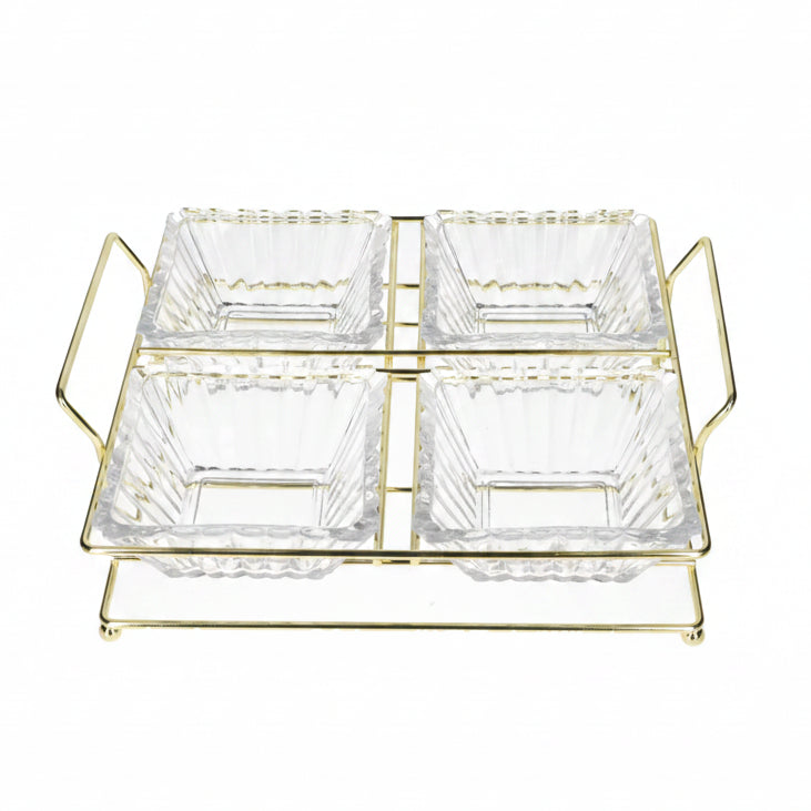 Danny Home Modern 4-Section Glass Snack Bowl – 250ml Premium Multi-Compartment Serving Dish