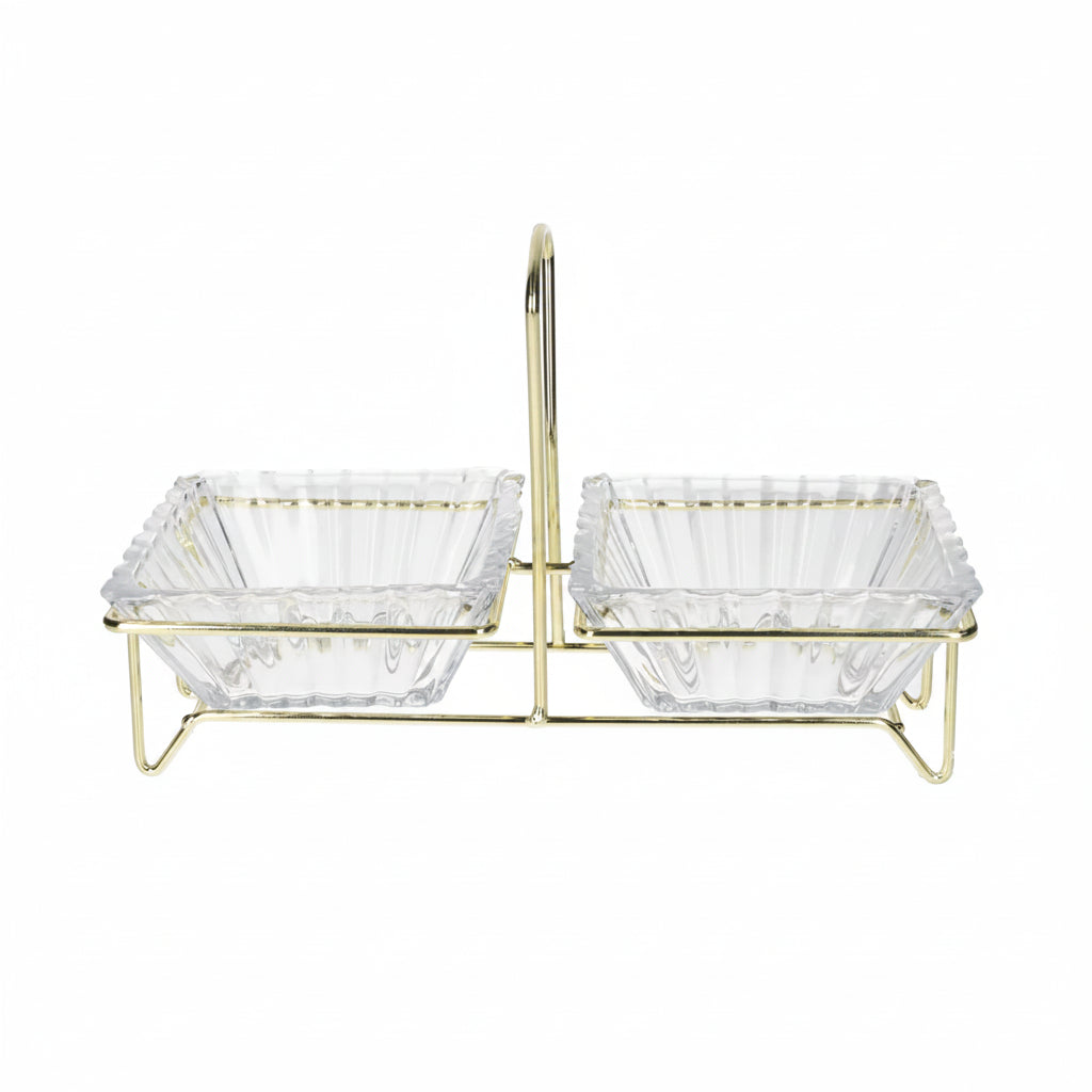 Danny Home Modern 2-Section Glass Snack Bowl – 250ml Elegant Premium Serving Dish for Everyday Entertaining