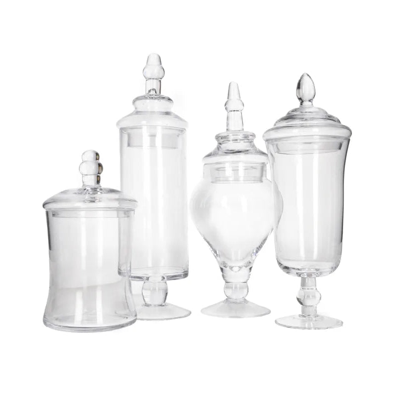 Danny Home Premium 4-Piece Glass Storage Jar Set – 23cm, 25cm, 28cm & 30cm Elegant Kitchen Organizers