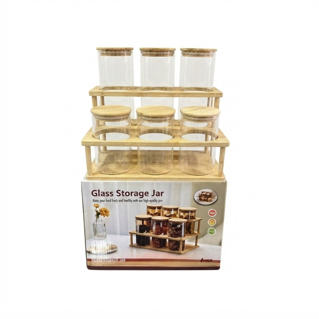 Danny Home Luxury 6-Piece Glass Storage Jar Set – Elegant Pantry Organization Collection for Modern Kitchens