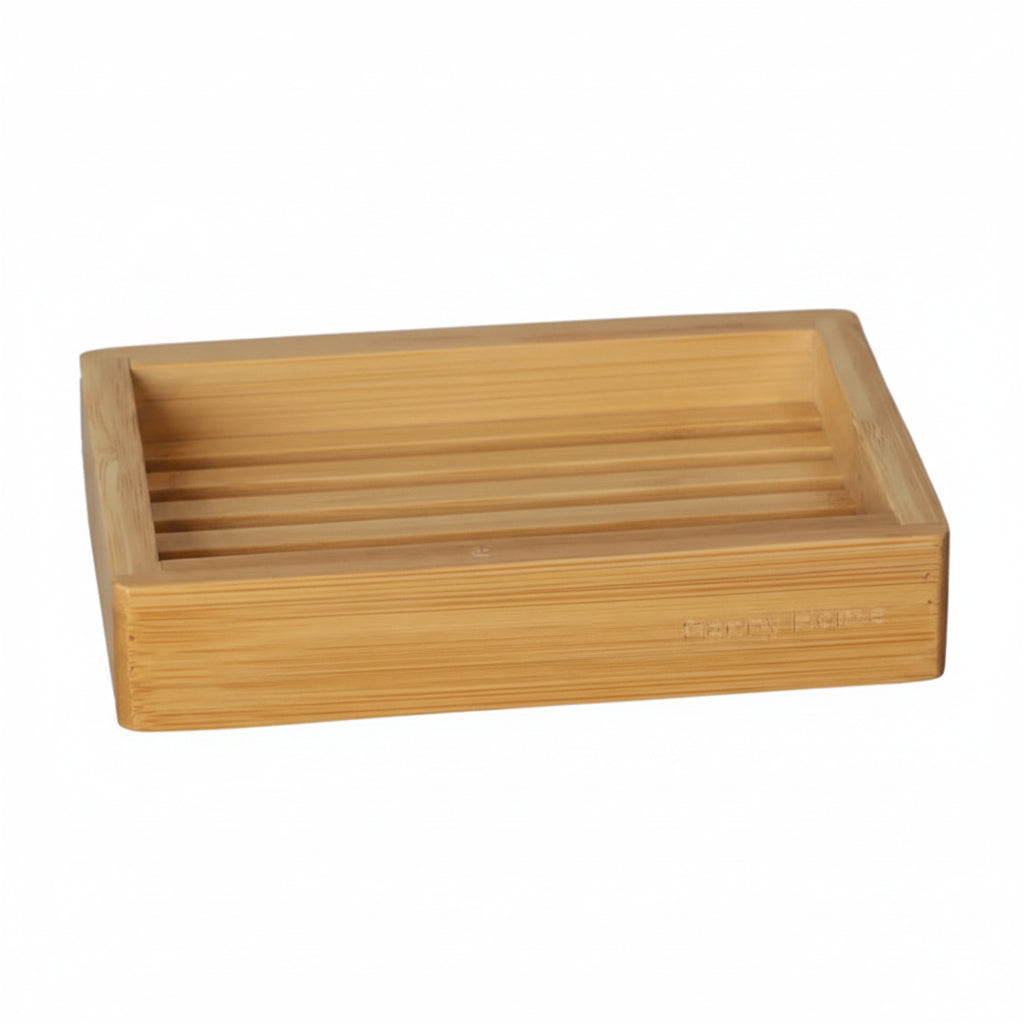 Danny Home Natural Bamboo Soap Holder – 12.5 × 8cm Elegant Bathroom & Kitchen Countertop Organizer