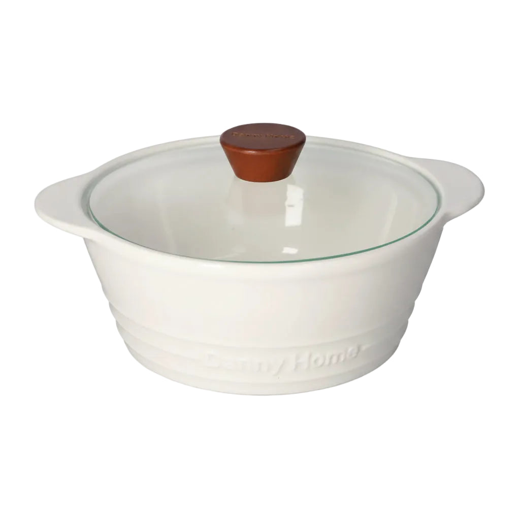 Danny Home Classic 1L Porcelain Soup Pot for Individual & Everyday Meal Serving