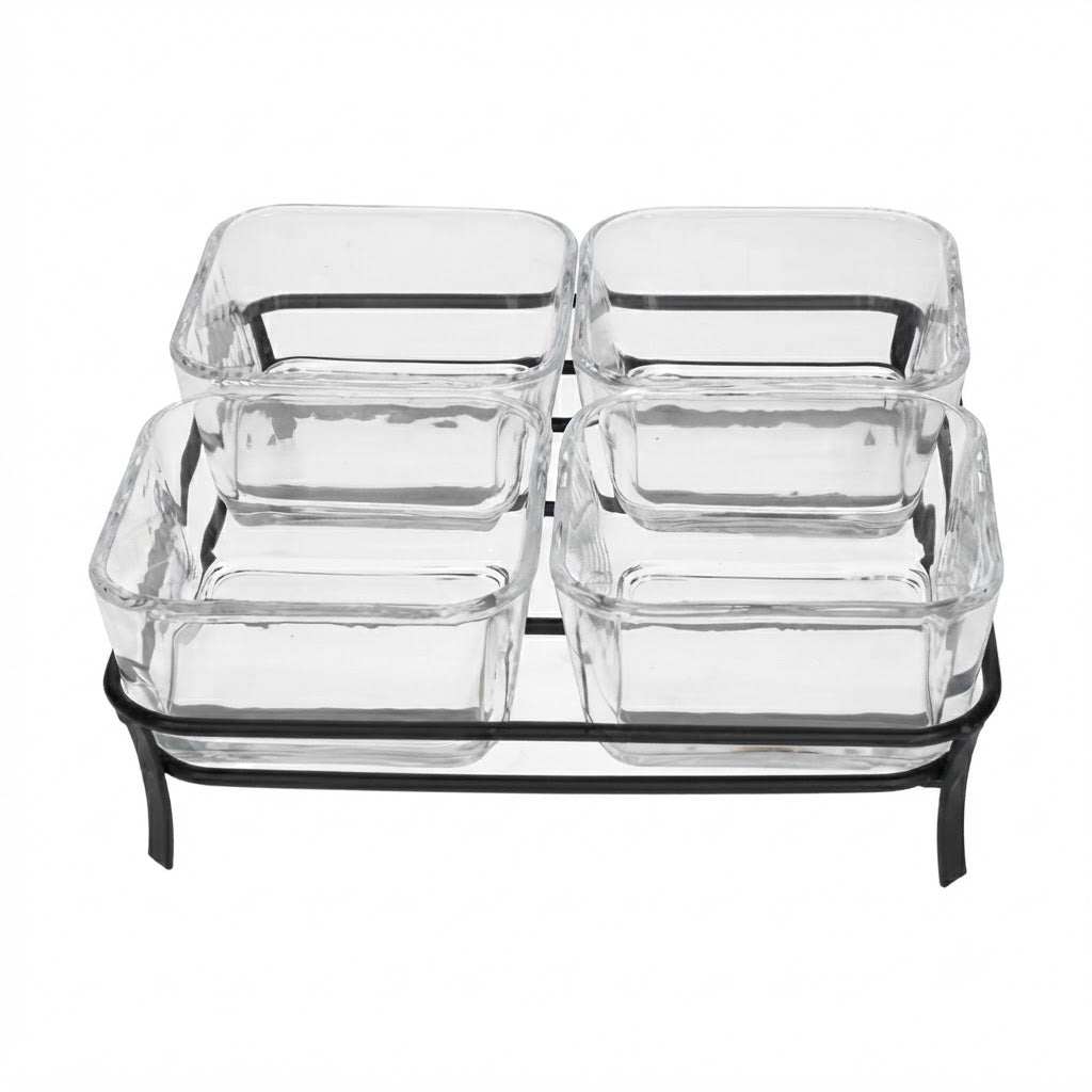 Danny Home Elegant 4-Section Glass Snack Bowl – 300ml Premium Serving Dish for Modern Entertaining