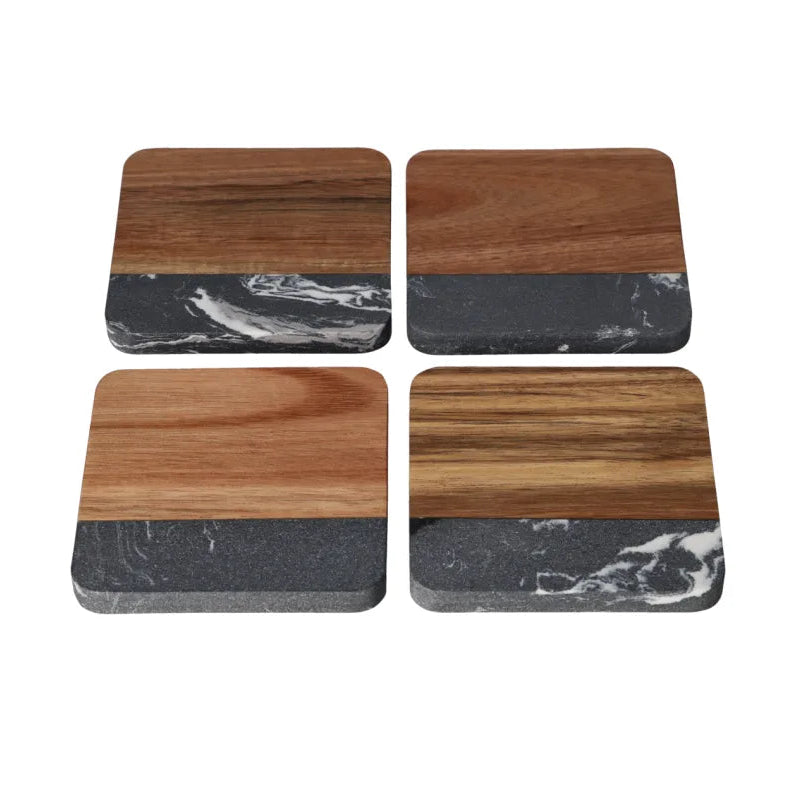 Danny Home Premium 4-Piece Coaster Set – 10 × 10cm Stylish Table Protection & Dining Accessory