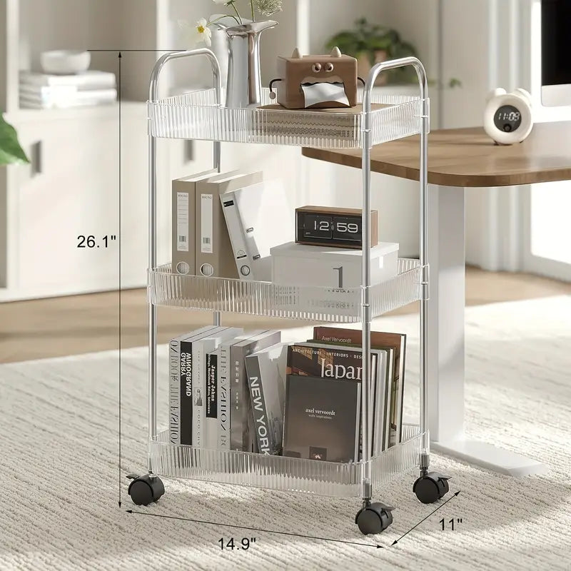 Acrylic Smart Trolley Multi-Layer Storage Organizer with Wheels