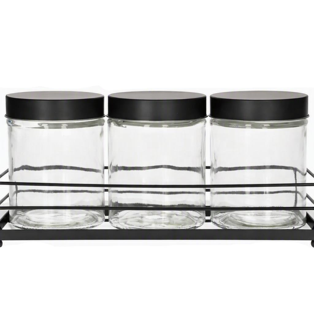 Danny Home Modern 3-Piece Glass Canister Set – 720ml Stylish Premium Pantry Storage for Everyday Use