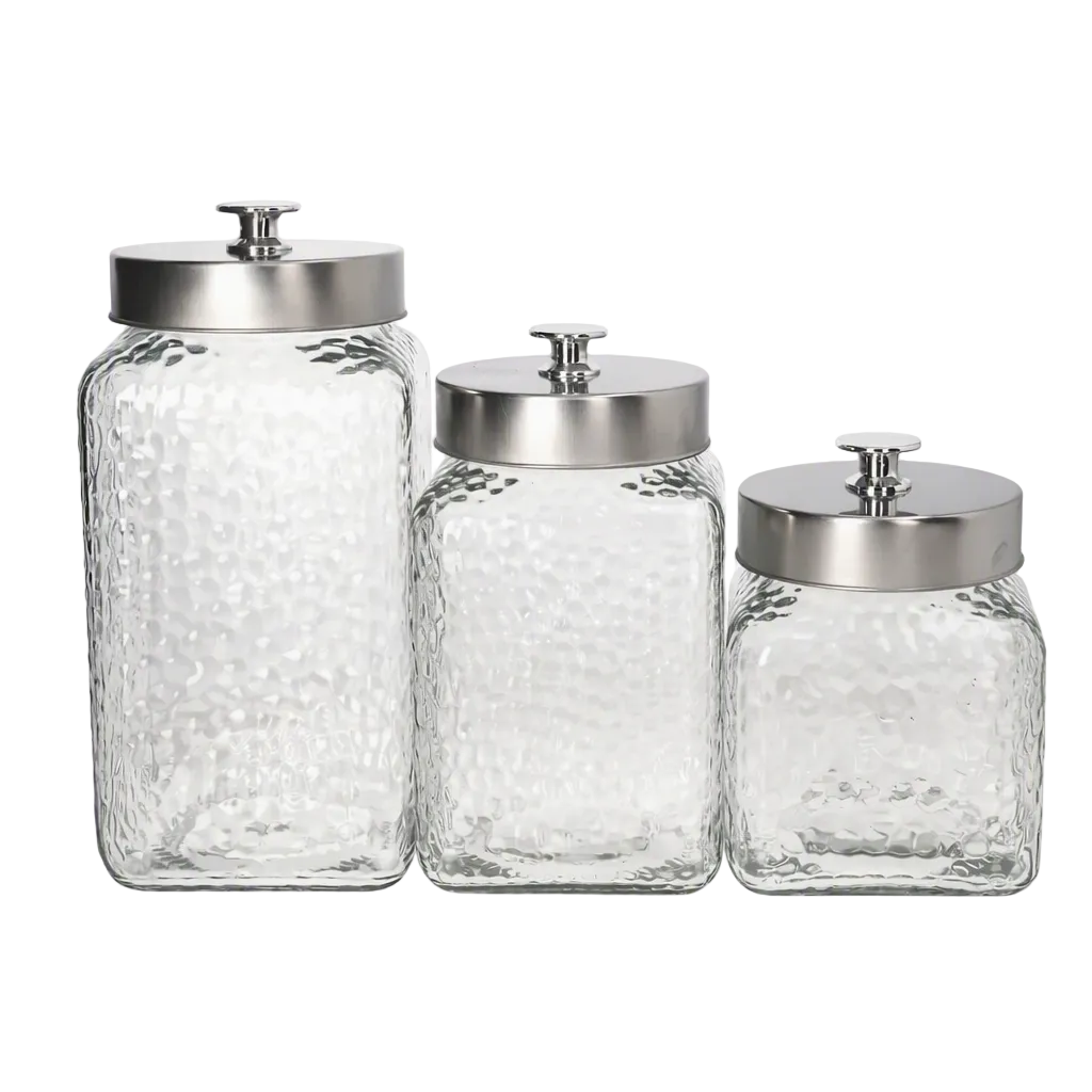 Danny Home Premium 3-Piece Borosilicate Glass Storage Jar Set for Elegant Everyday Dining & Kitchen Use
