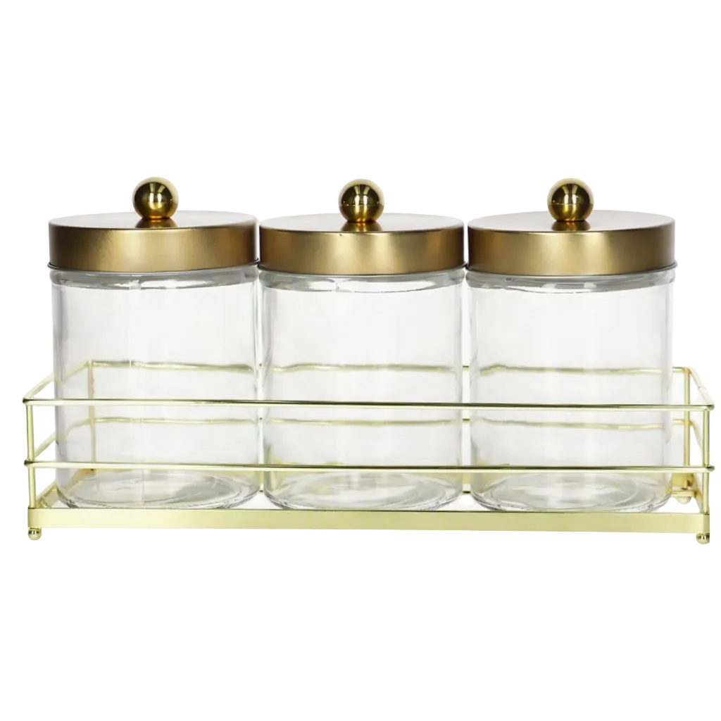Danny Home Elegant 3-Piece Glass Canister Set – 720ml Premium Pantry Storage Collection for Kitchen Organization
