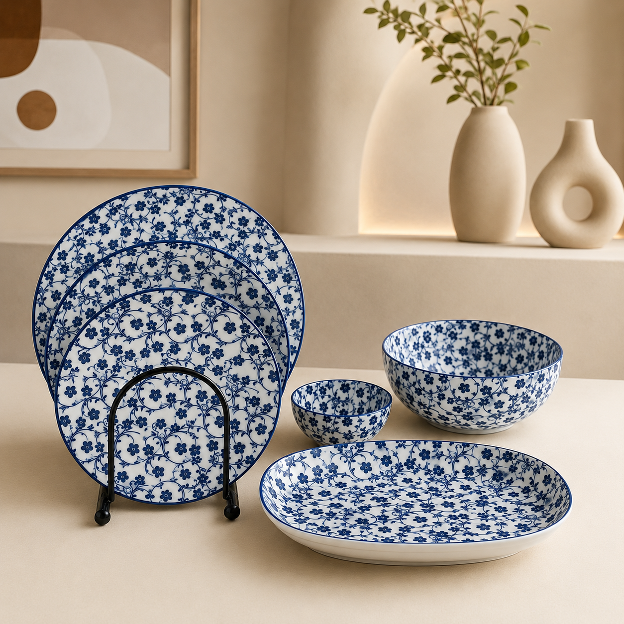 Danny Home Blue Flower Dinner Set
