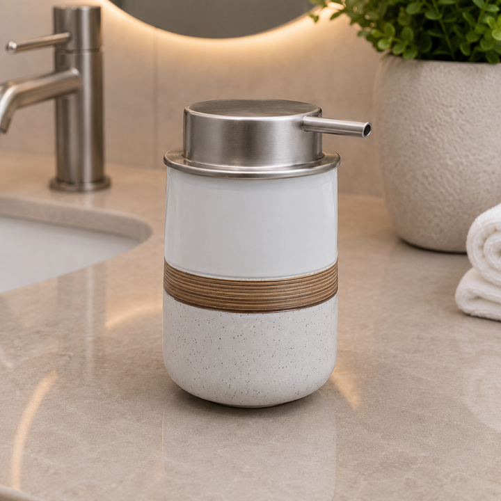 Contemporary Ceramic Soap Dispenser with Silver Pump